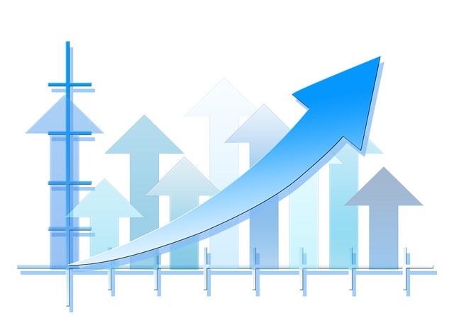 Graph with arrows showing increase